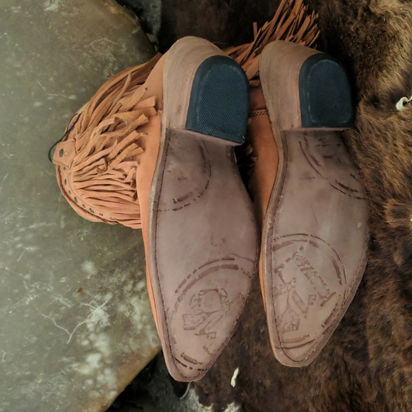 LIBERTY BLACK Vegas Faggio fringed snip toe ladies cowboy western boots sz 7 NWT - Picture 13 of 15